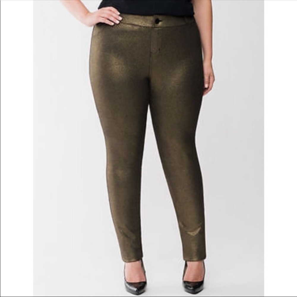 Lane Bryant Gold Black Shimmer Pants 24